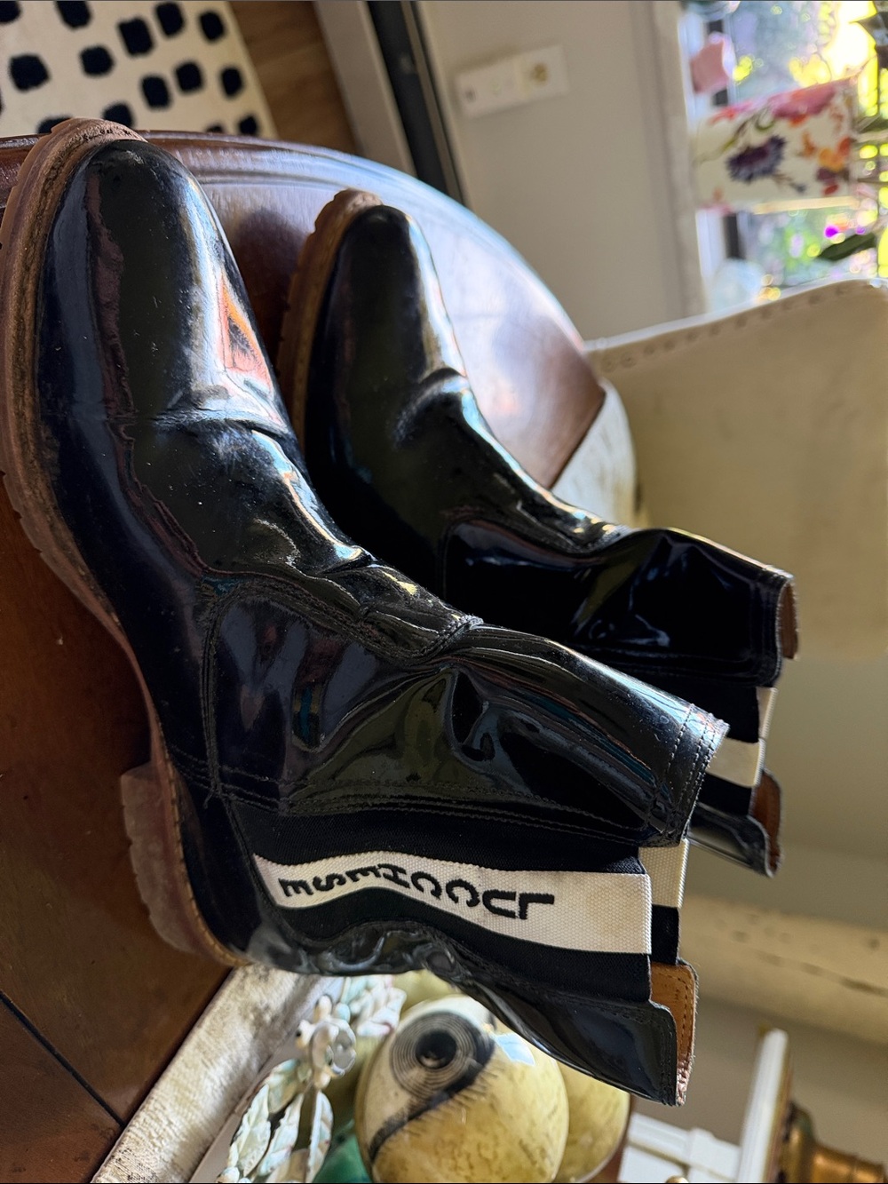 Lucchesse Black Patent Chelsea Ankle Boots